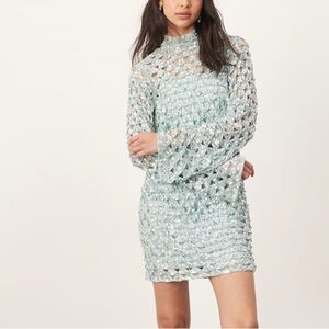 Brand new with tags ARRANGE embellished geo cut work long sleeve mini dress